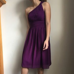 Purple one shoulder dress